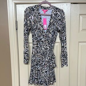 Lilly Pulitzer Rilla Sleeved Romper- Onyx- Can You Zee Me